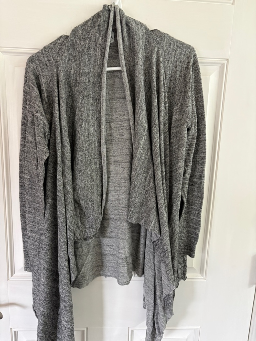 Gray Open-Front Draped Cardigan